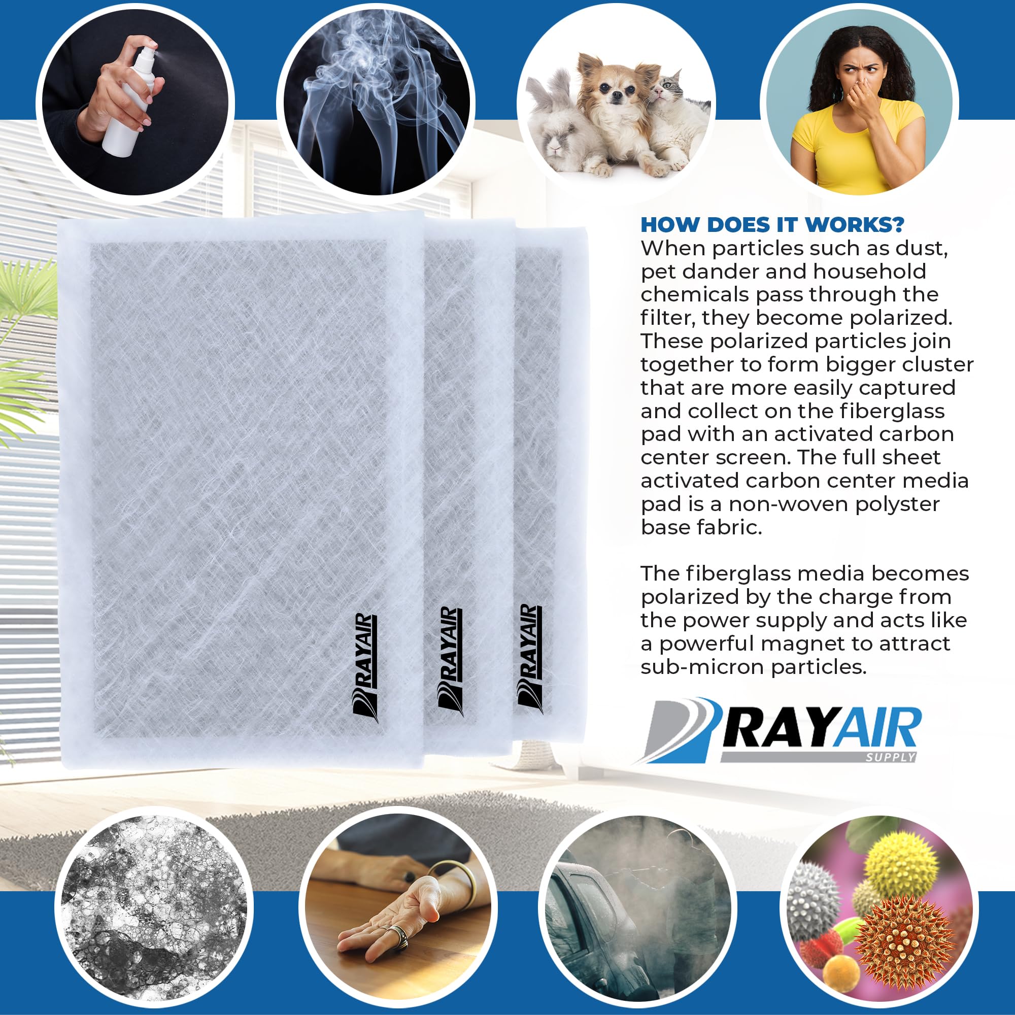 RayAir Supply three pads per pack image for convenient maintenance