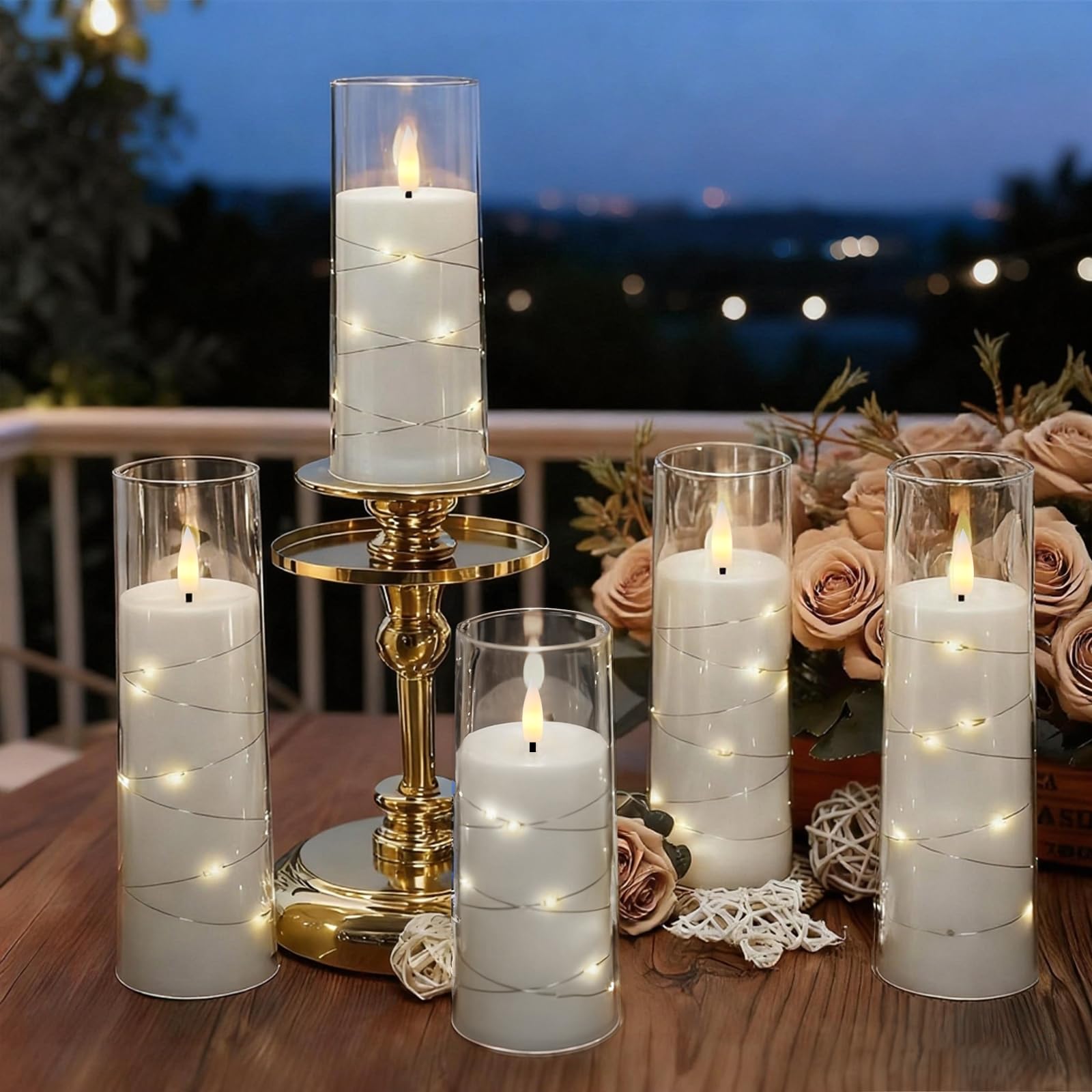 Raycare acrylic candle emits warm glow for table decor