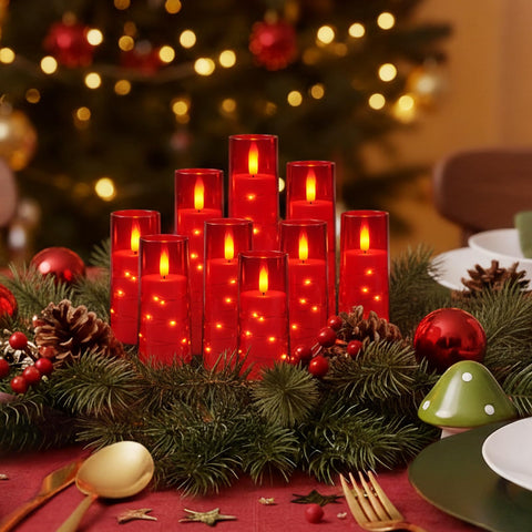 Raycare candle on a romantic dining table creates warm, intimate mood.