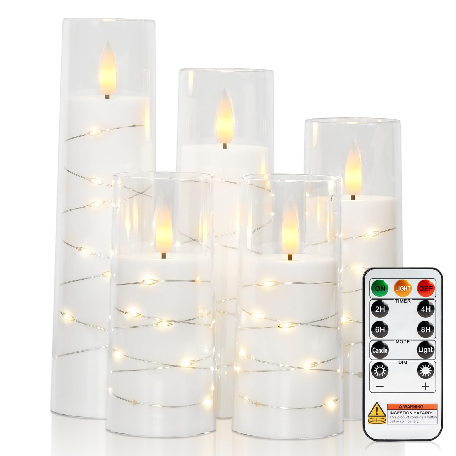 Raycare flameless candle with embedded star string for cozy ambience