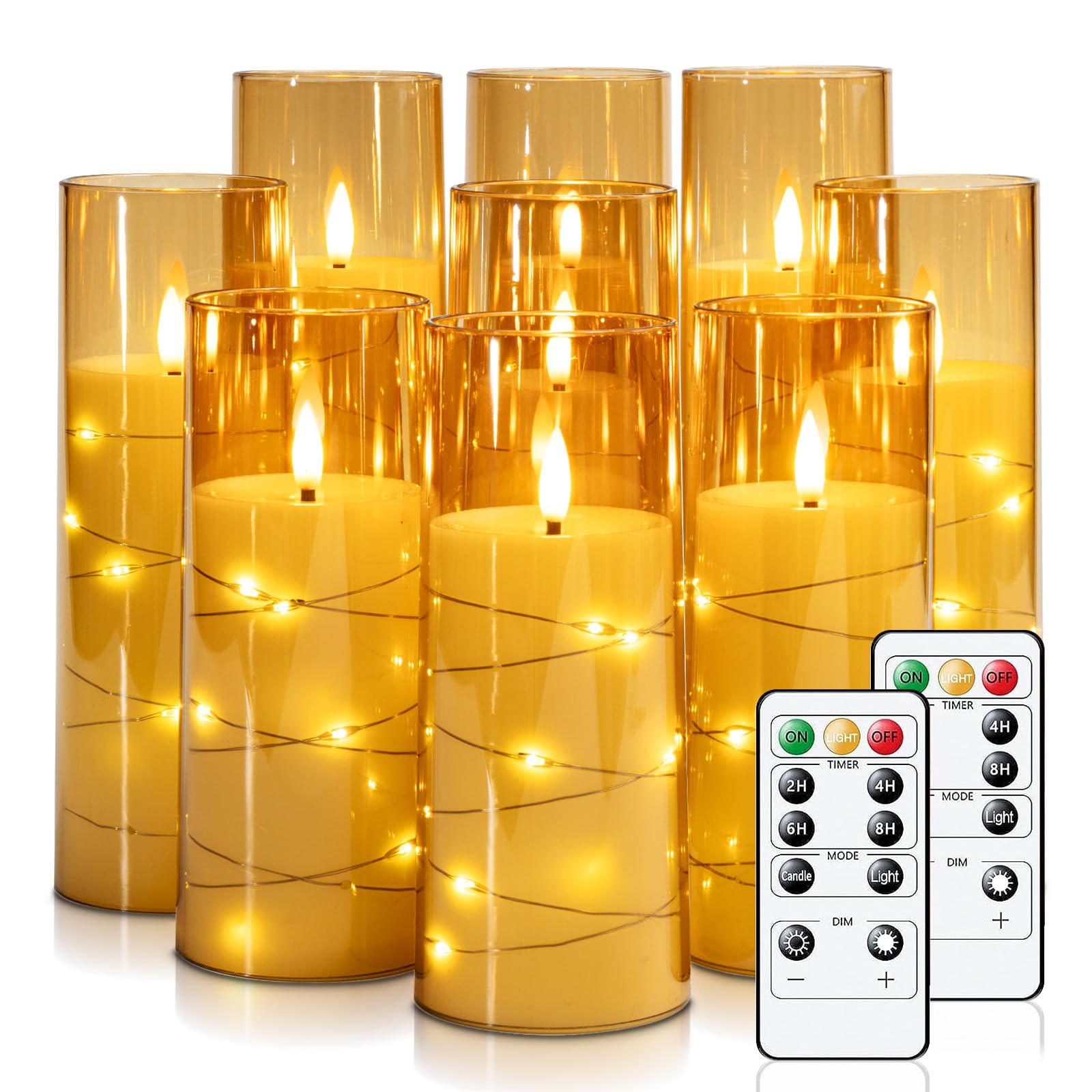 Raycare flameless candle with remote timer providing easy control and safety.