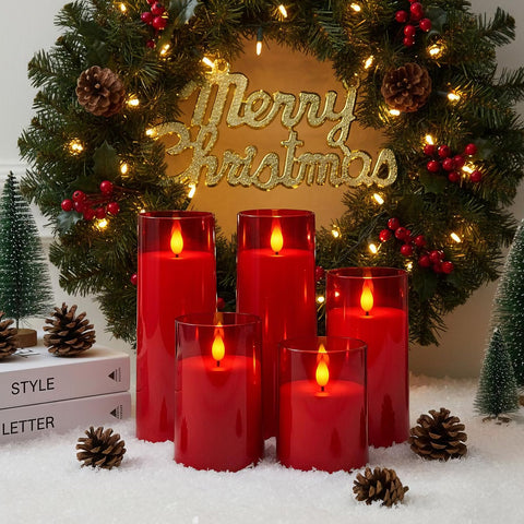 Raycare flameless candles red set of five, safe flameless option for homes with kids.