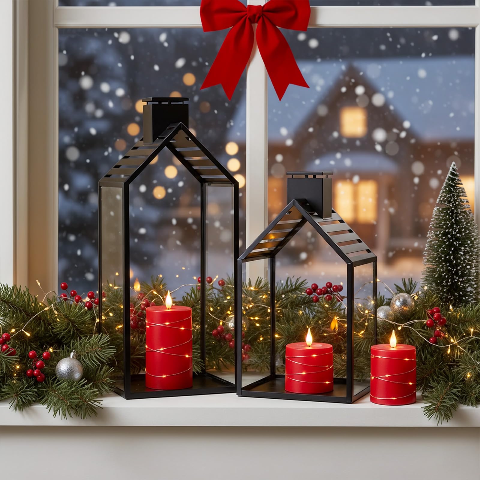 Raycare LED pillar candle flickers like real flame in red