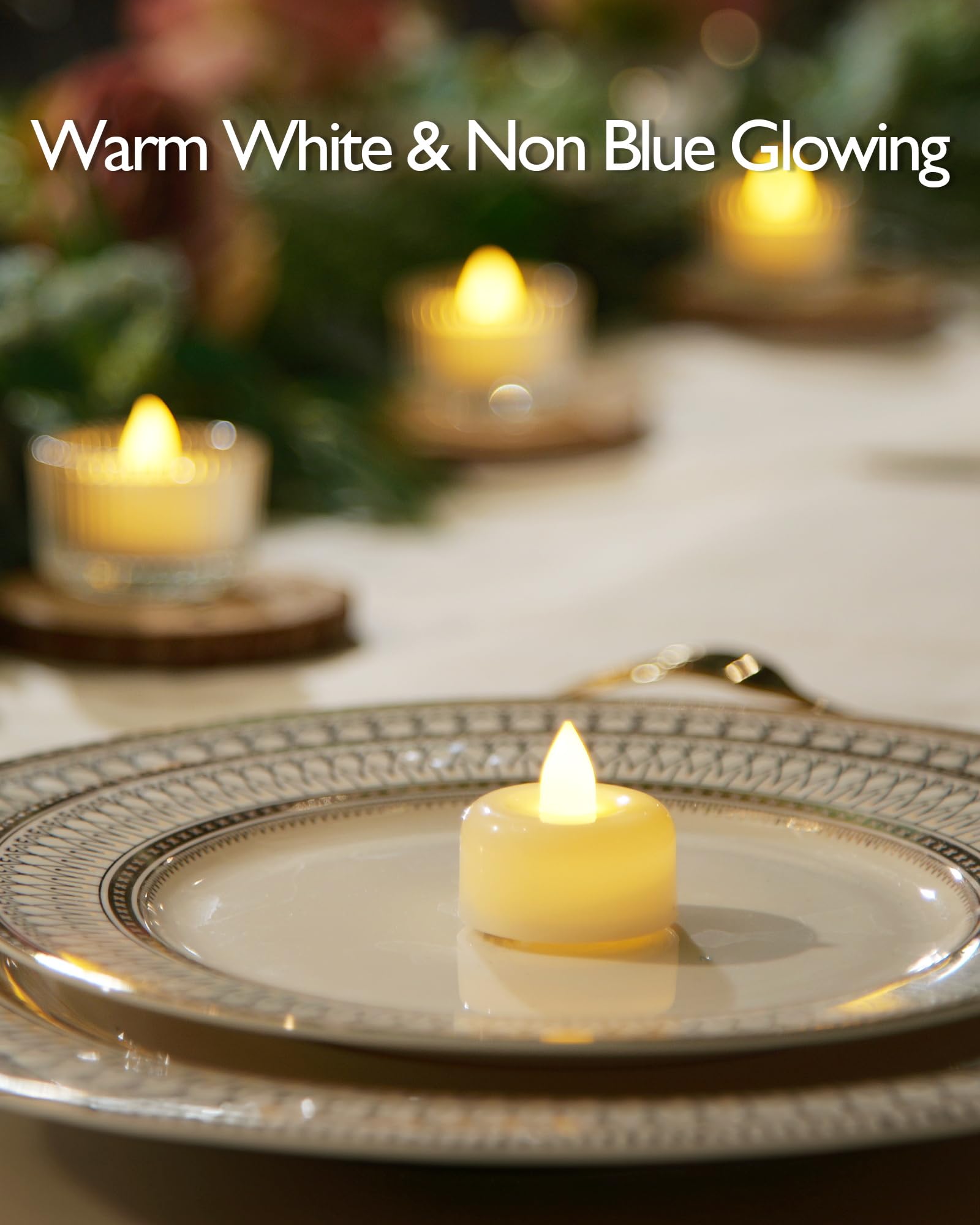 Raycare LED tealight glowing in a holder with a warm, safe ambiance.