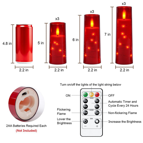 Raycare nine-candle pack includes remote for easy control and versatile ambiance.