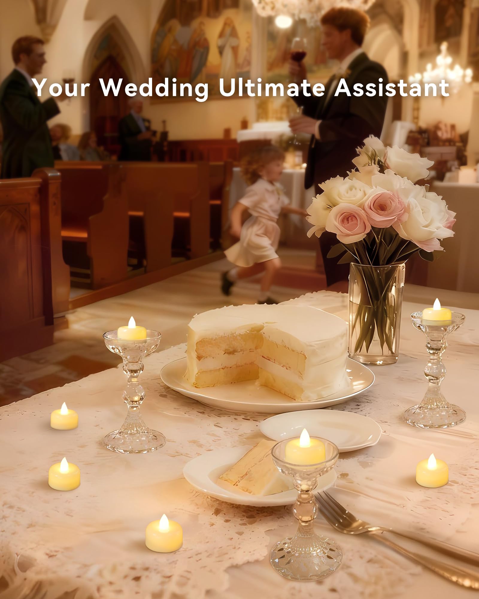 Raycare value-pack tealights set with 50 pieces for multiple displays.