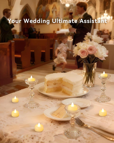 Raycare value-pack tealights set with 50 pieces for multiple displays.