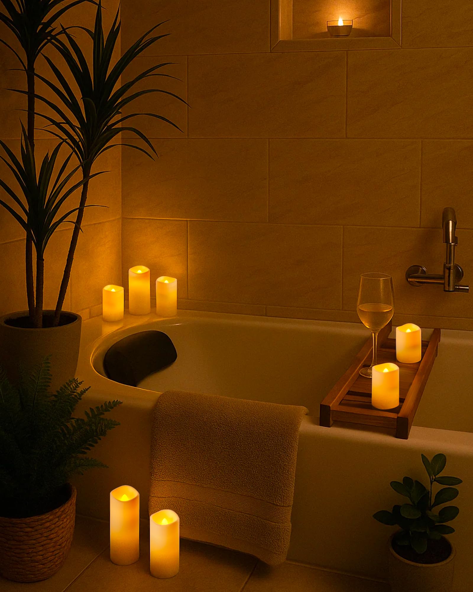 Raycare warm LED candlelight ideal for cozy indoor or outdoor spaces