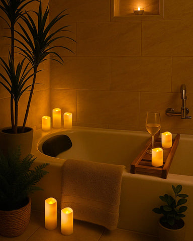 Raycare warm LED candlelight ideal for cozy indoor or outdoor spaces