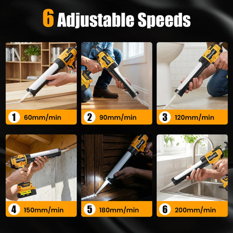 RAYLEEY caulking gun compatible with Dewalt 20V batteries.