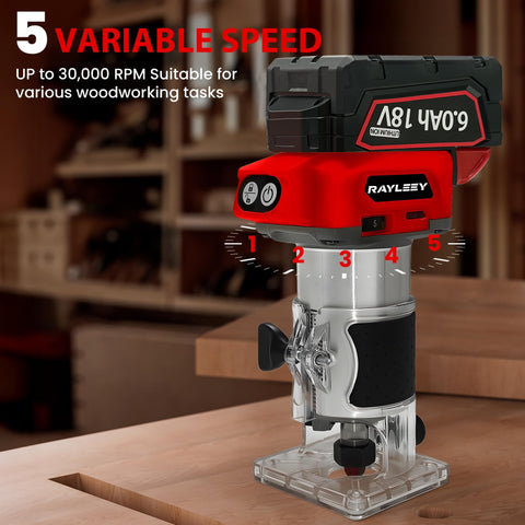 Rayleey compact handheld router designed for comfortable one-handed control.
