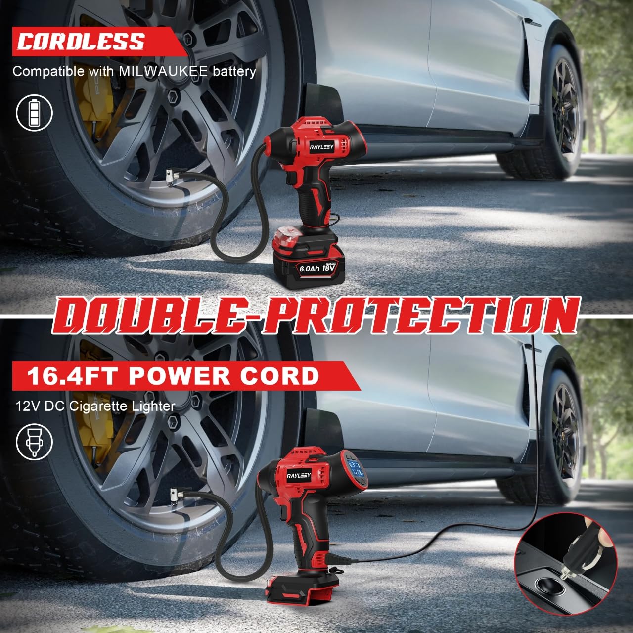 Rayleey inflator with auto-shutoff preserves preset pressure
