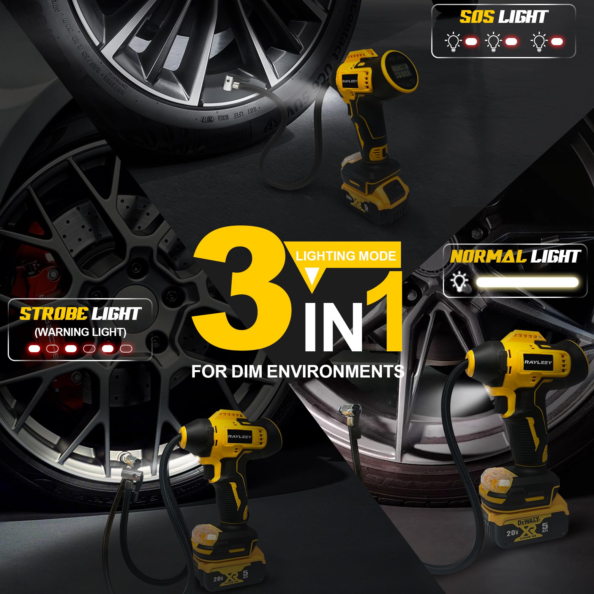 Rayleey portable design fits in your vehicle for quick inflations.