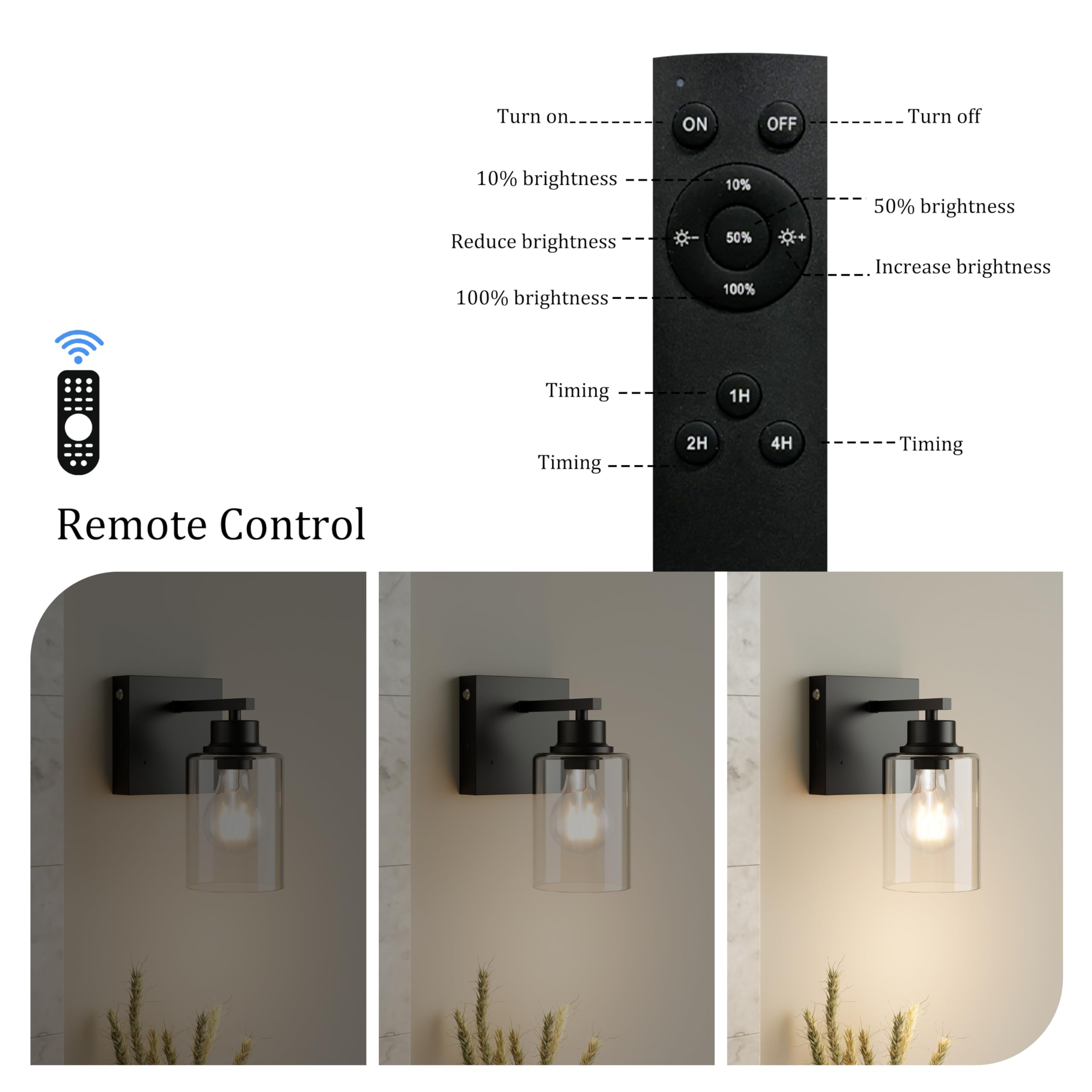 Rayogale wall sconce with remote control for easy dimming
