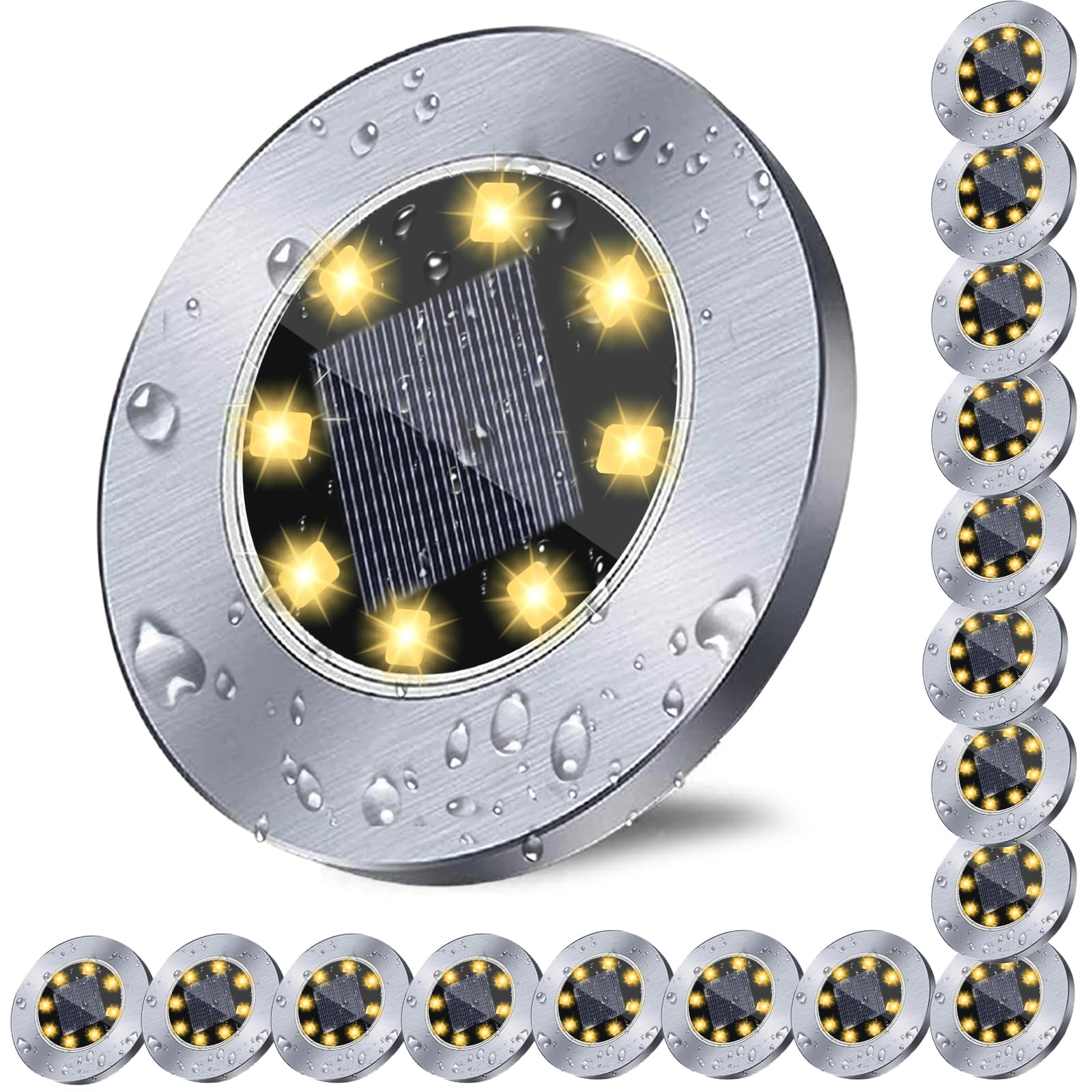 Rayolon solar ground light disk lights garden path for safer night walking.