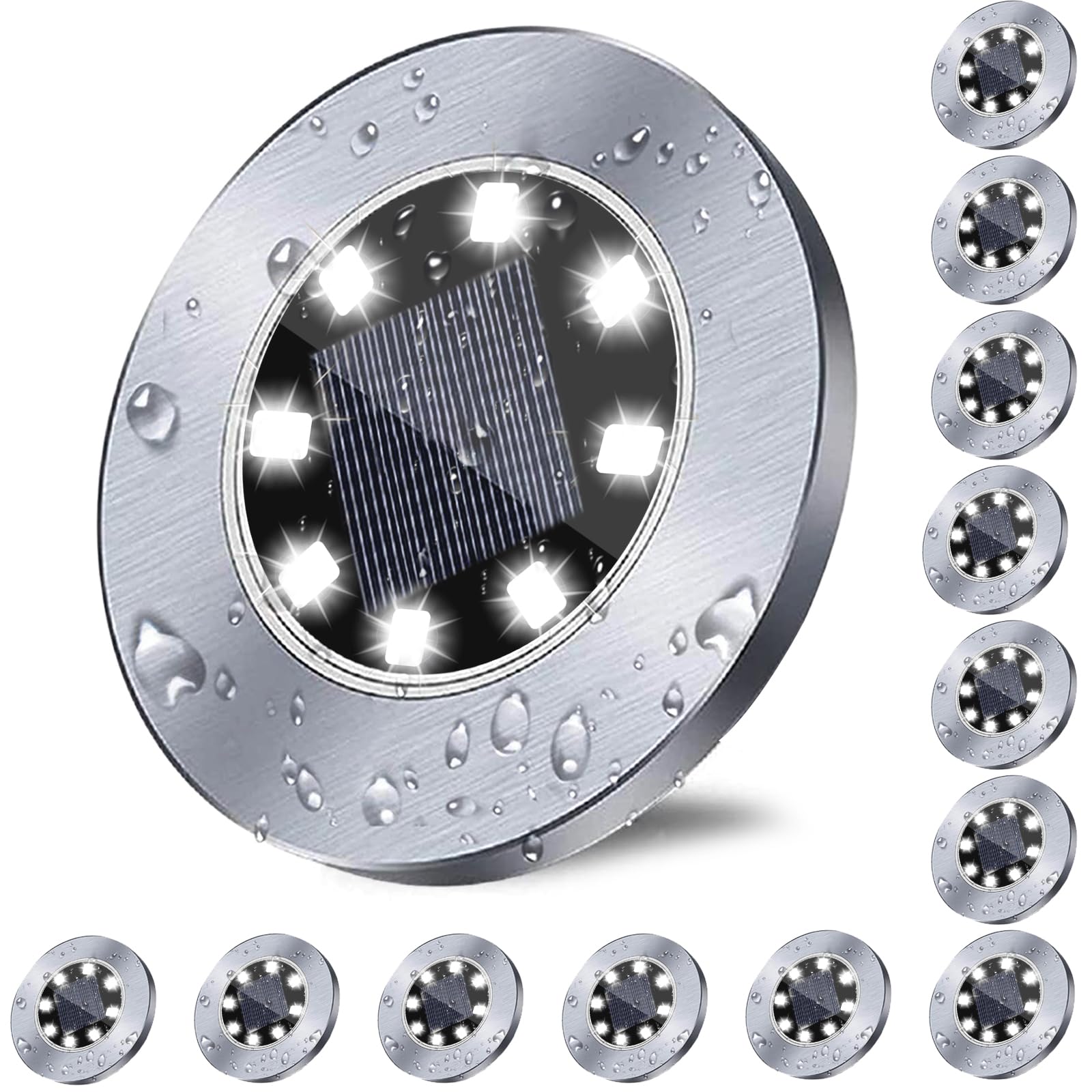 Rayolon solar ground light lighting a pathway with bright white illumination at night