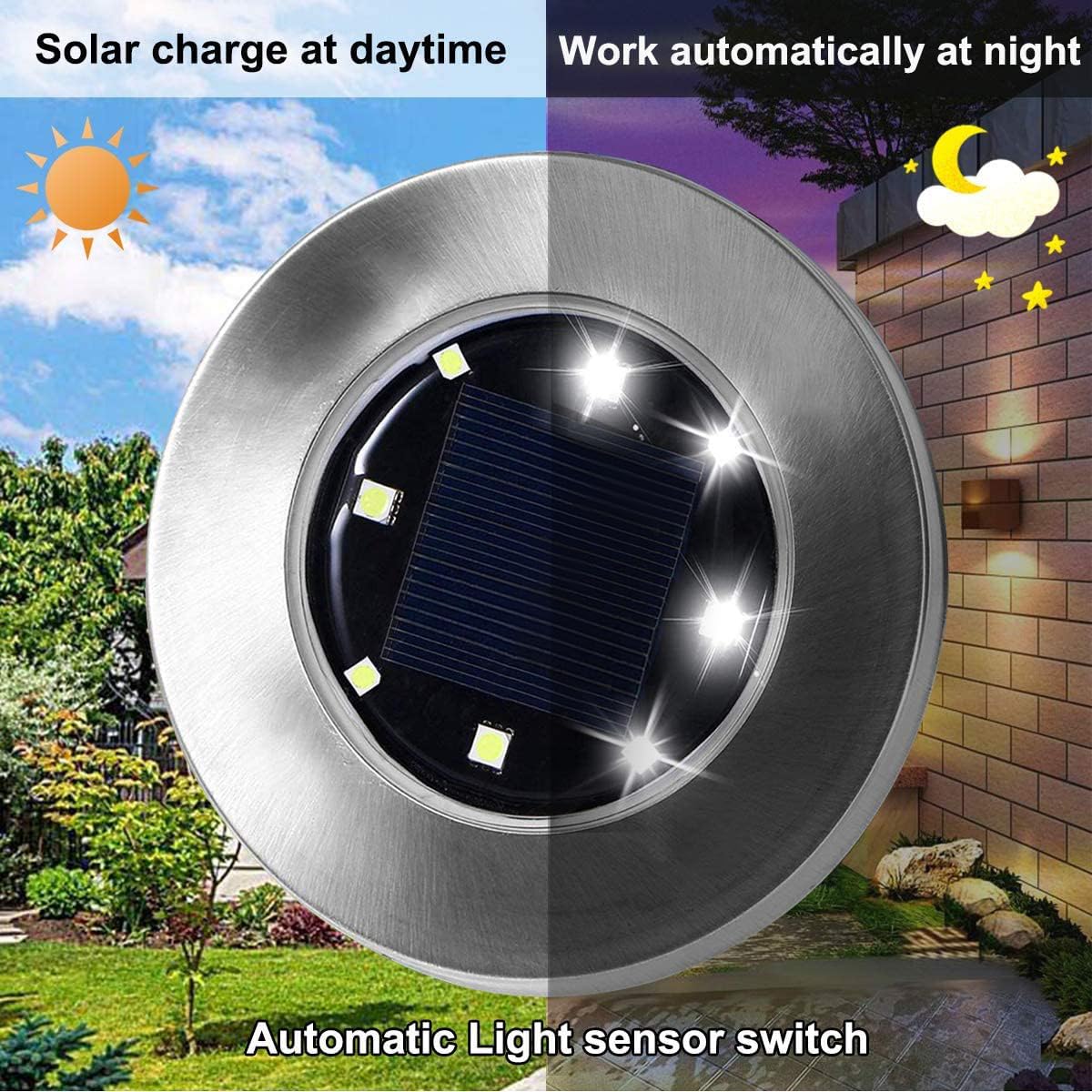 Rayolon waterproof outdoor ground light shown in a rainy yard