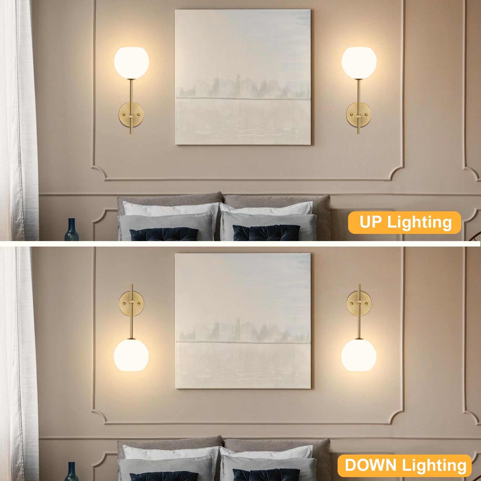 Rayspan gold wall sconce delivering up to 395 lumens of brightness