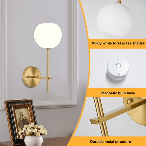 Rayspan gold wall sconce set of two for balanced hallway or bedroom lighting