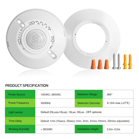 RAYZEEK light-sensitivity settings optimize brightness and energy use