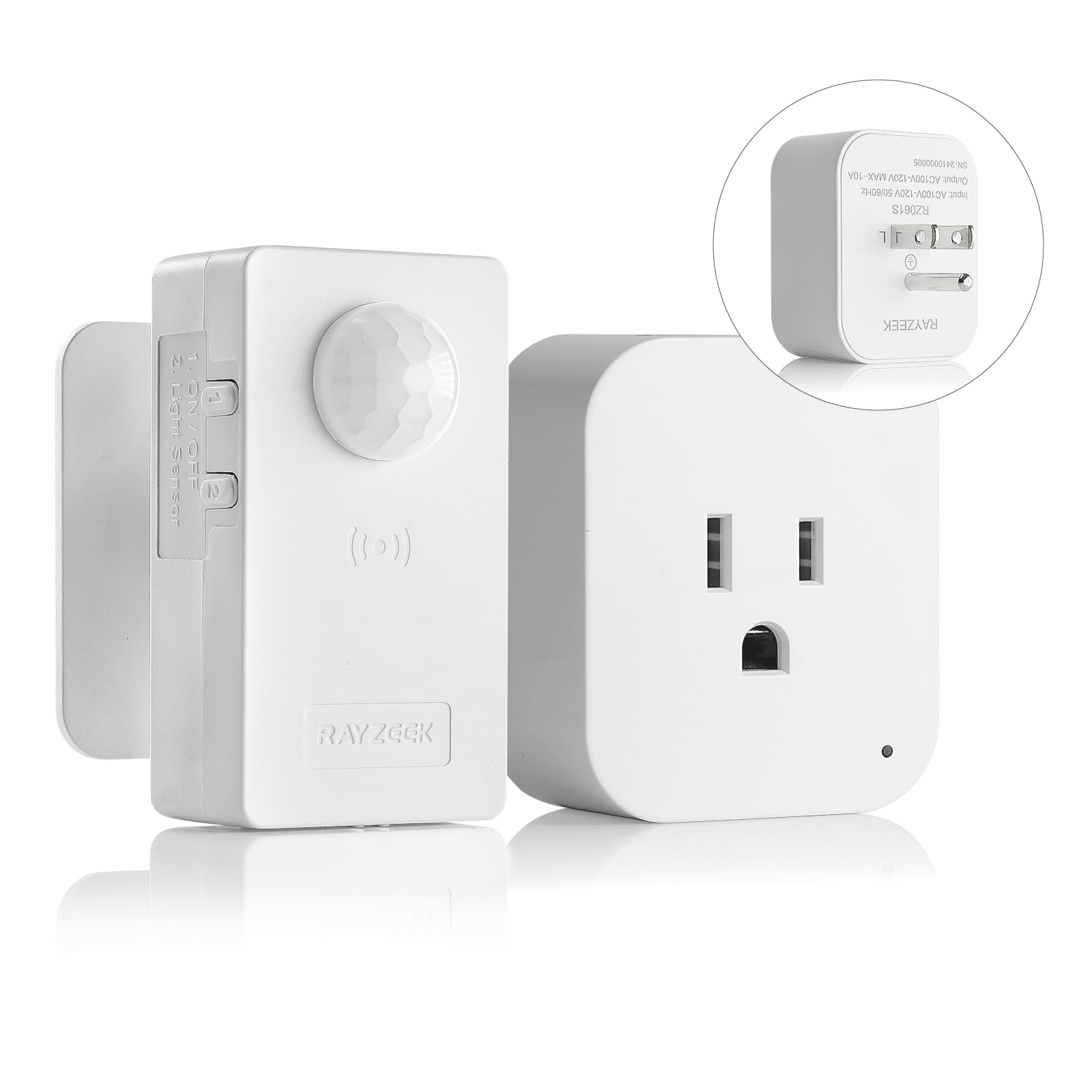 RAYZEEK wireless motion sensor plug kit front view enables automatic lighting