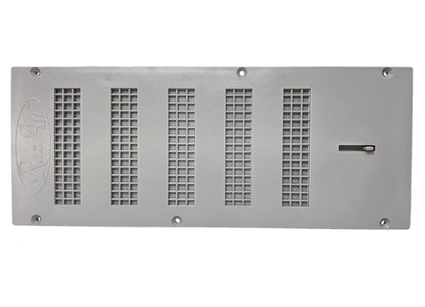 RazAir Foundation Vent damper closed, sealing crawl space for severe weather.