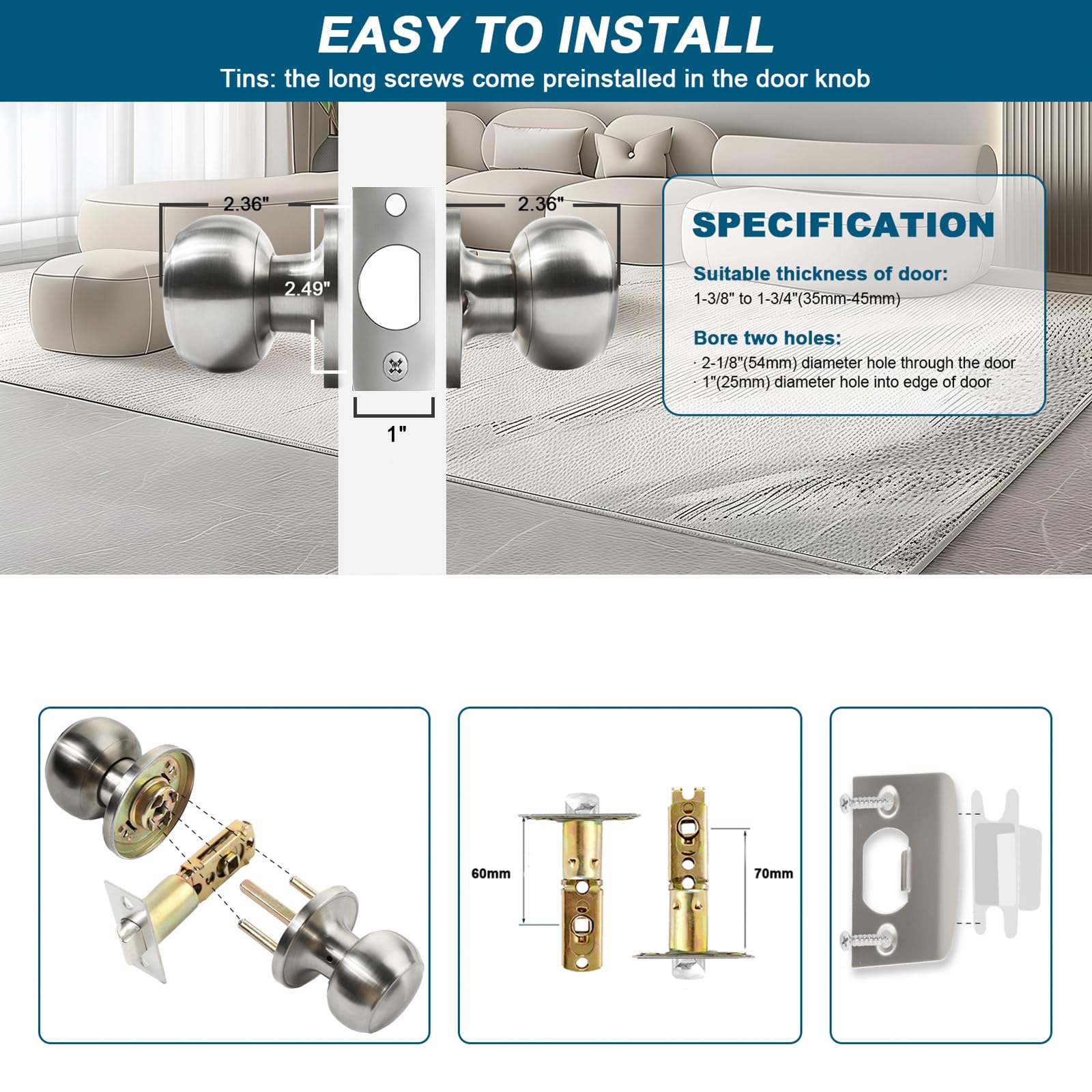 RAZCC flat ball-style knob side view emphasizes comfortable grip