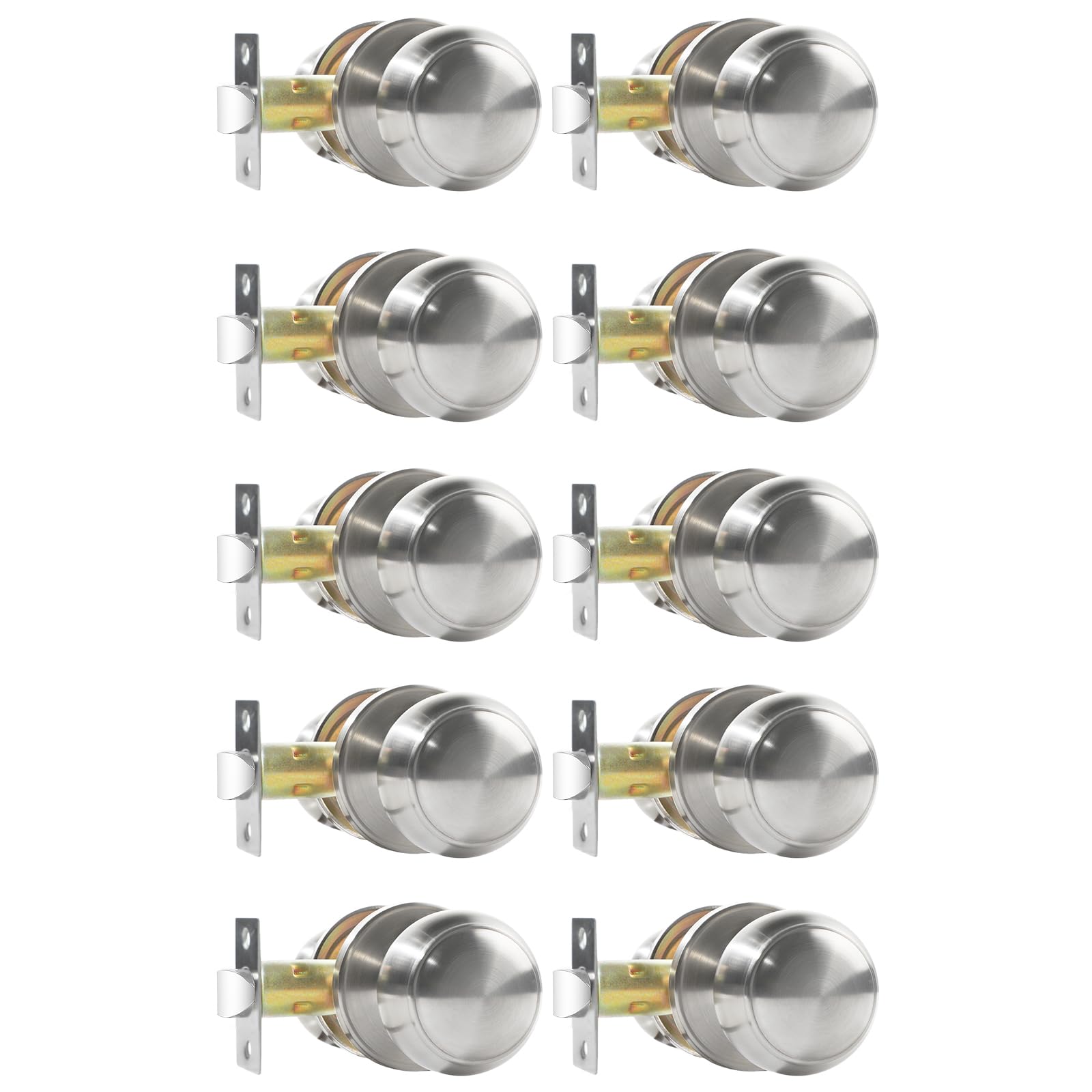 RAZCC passage knob satin nickel pack of 10 for hallway or closet doors