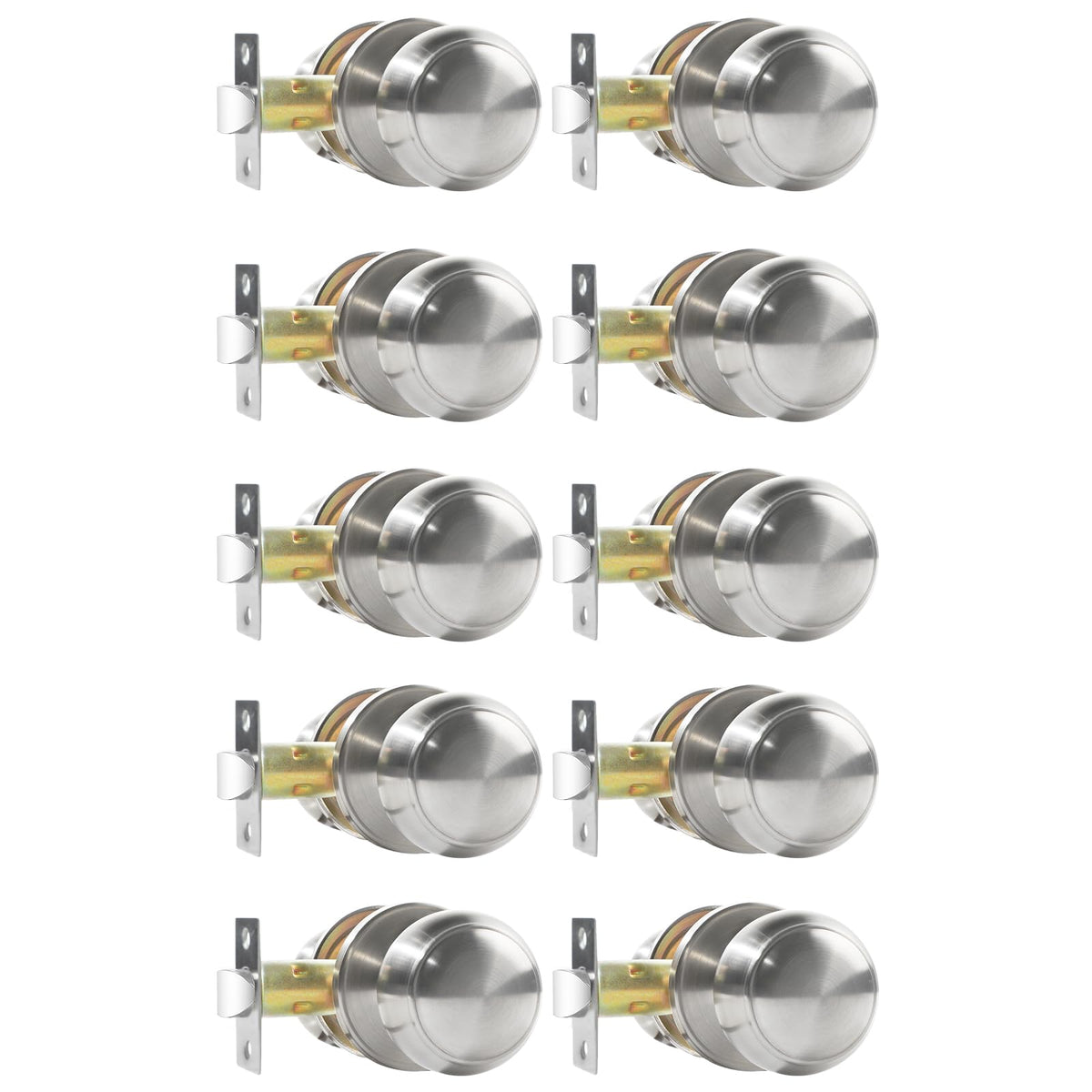 RAZCC passage knob satin nickel pack of 10 for hallway or closet doors