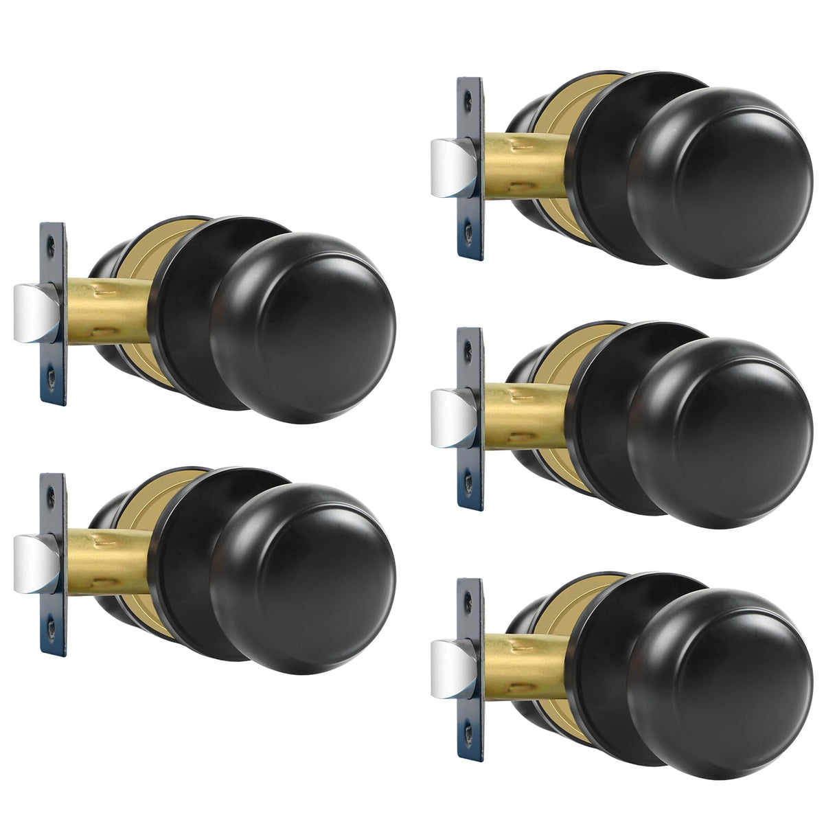 RAZCC flat-ball matte-black passage knob for a sleek interior door upgrade