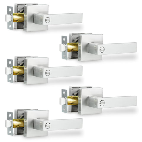RAZCC privacy door handle set in satin nickel for bathrooms and bedrooms