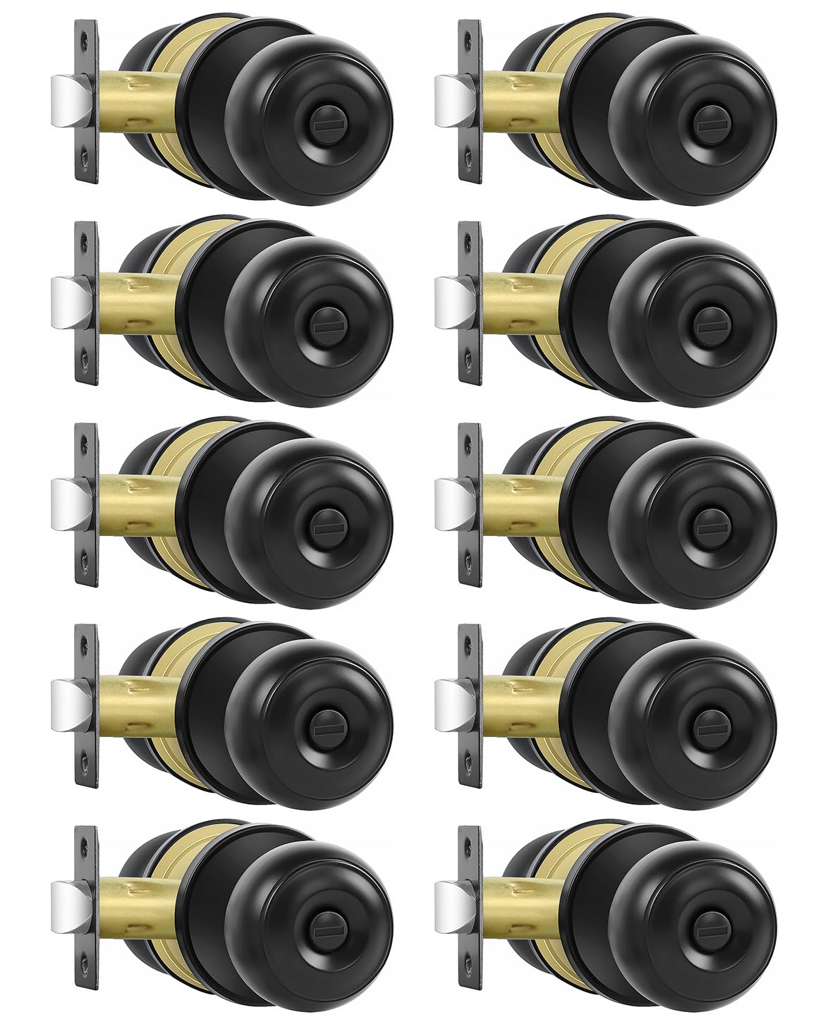 RAZCC privacy door knob round matte black for interior doors, stylish and secure.