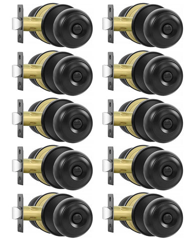 RAZCC privacy door knob round matte black for interior doors, stylish and secure.