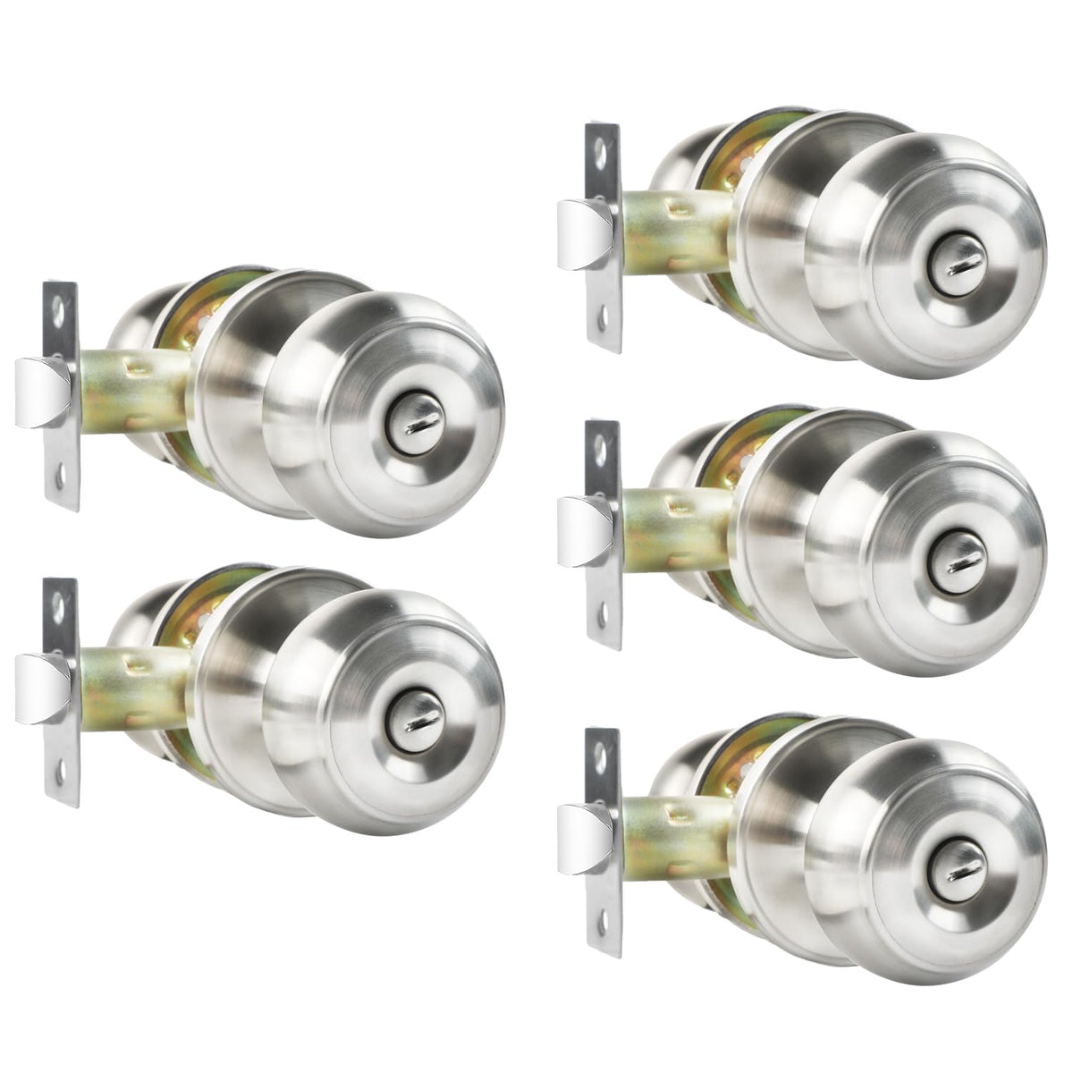 RAZCC privacy door knob set with satin nickel finish for durable bathroom or bedroom use