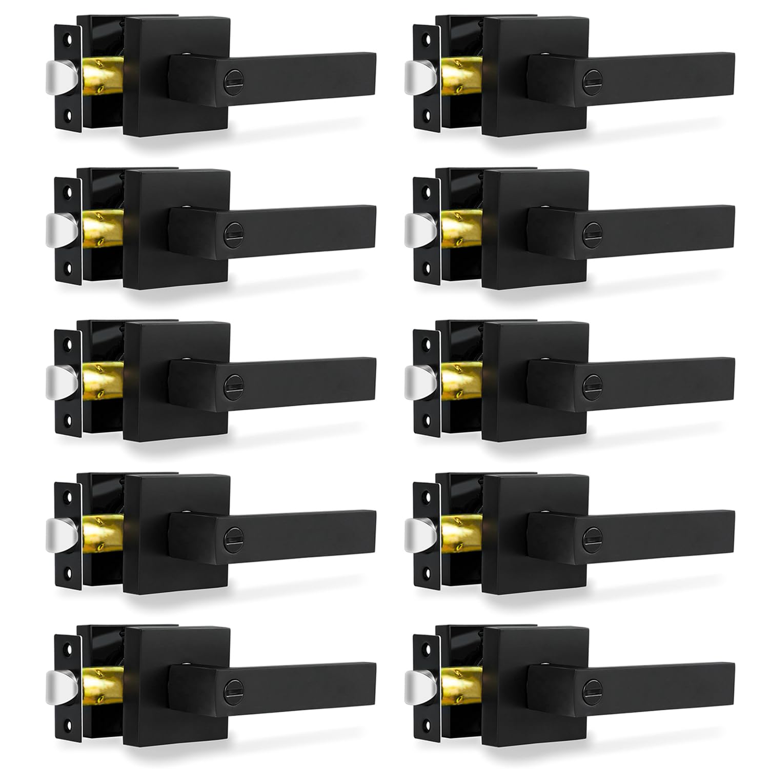 RAZCC privacy door lever 10-pack in matte black for interior privacy