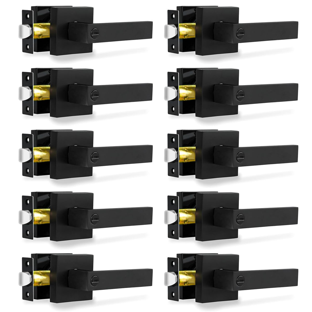 RAZCC privacy door lever 10-pack in matte black for interior privacy