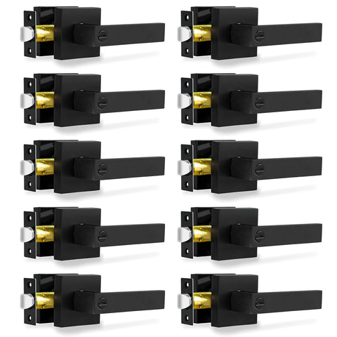 RAZCC privacy door lever 10-pack in matte black for interior privacy