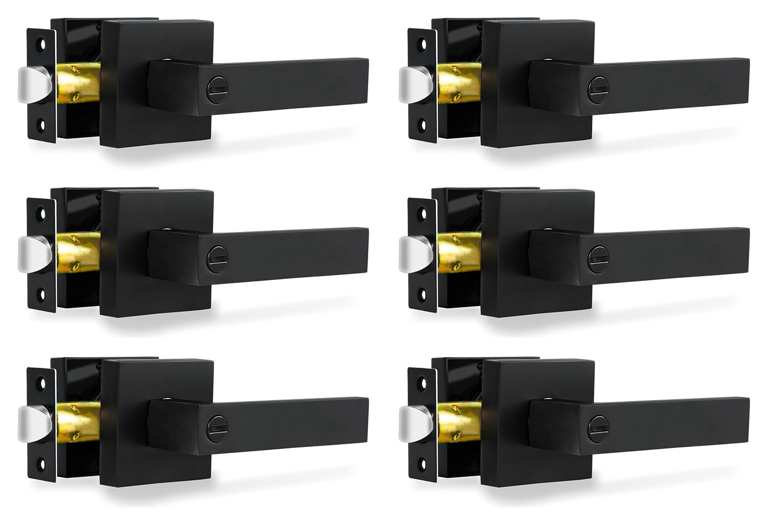 RAZCC privacy door lever front view shows matte black finish and solid construction.