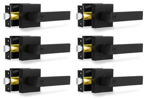 RAZCC privacy door lever front view shows matte black finish and solid construction.