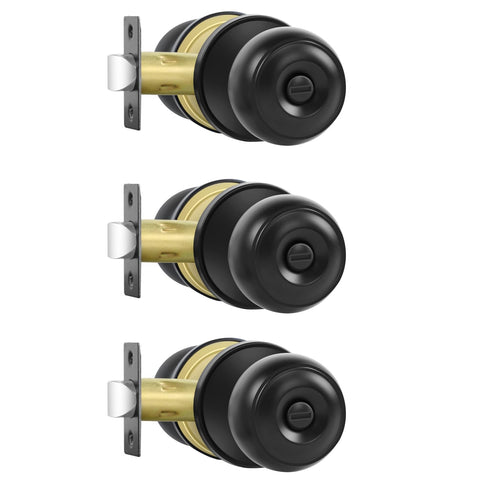 RAZCC privacy knob with matte black finish for interior doors