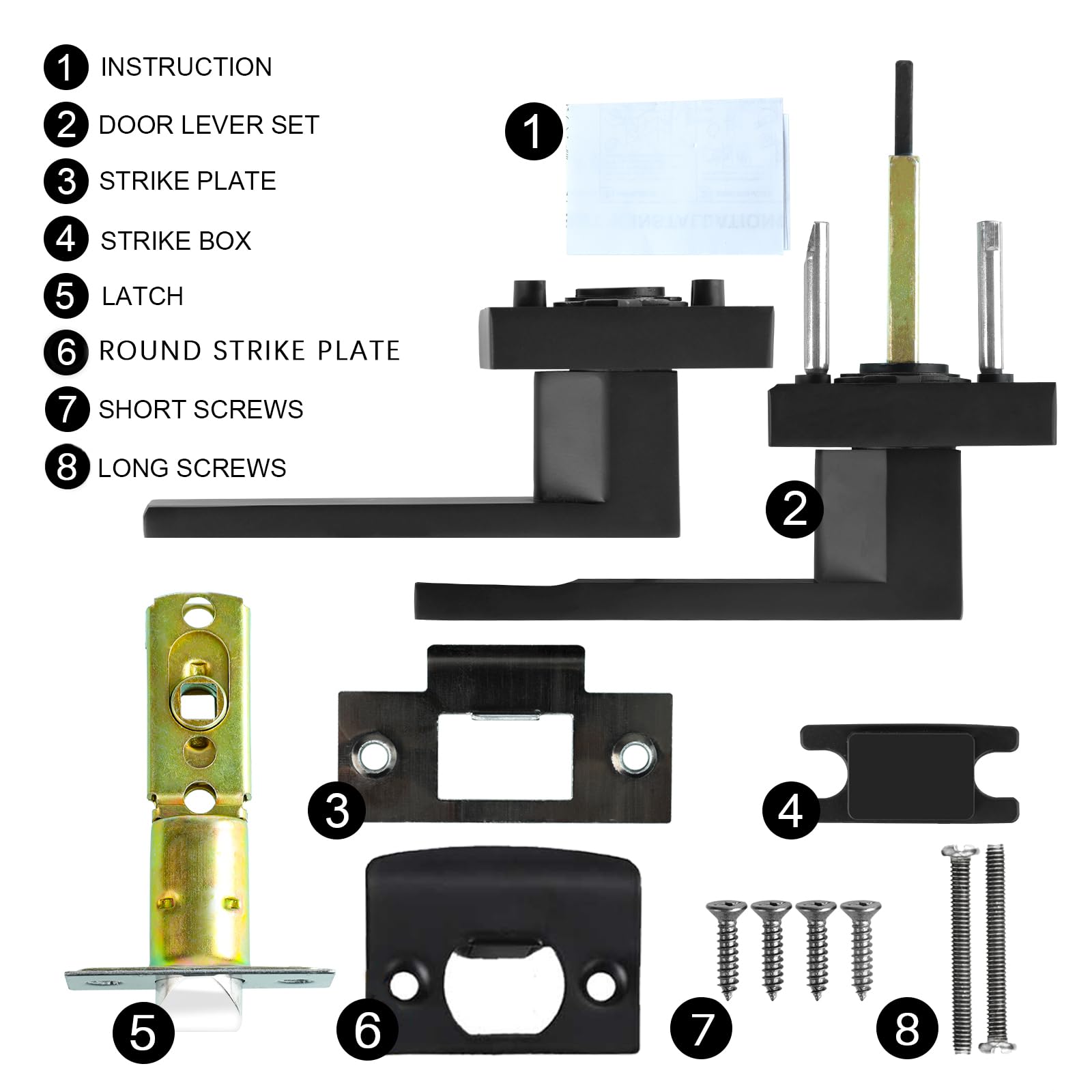 RAZCC square lever, matte black finish, ideal for modern hallway interiors.