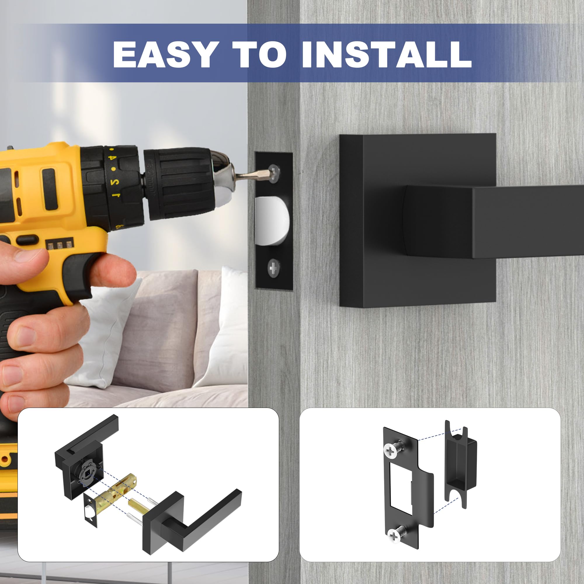 RAZCC square strike plate, matte black, completes a cohesive interior look.