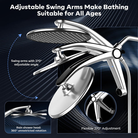 Razime adjustable stand allows precise rainfall angle for comfort