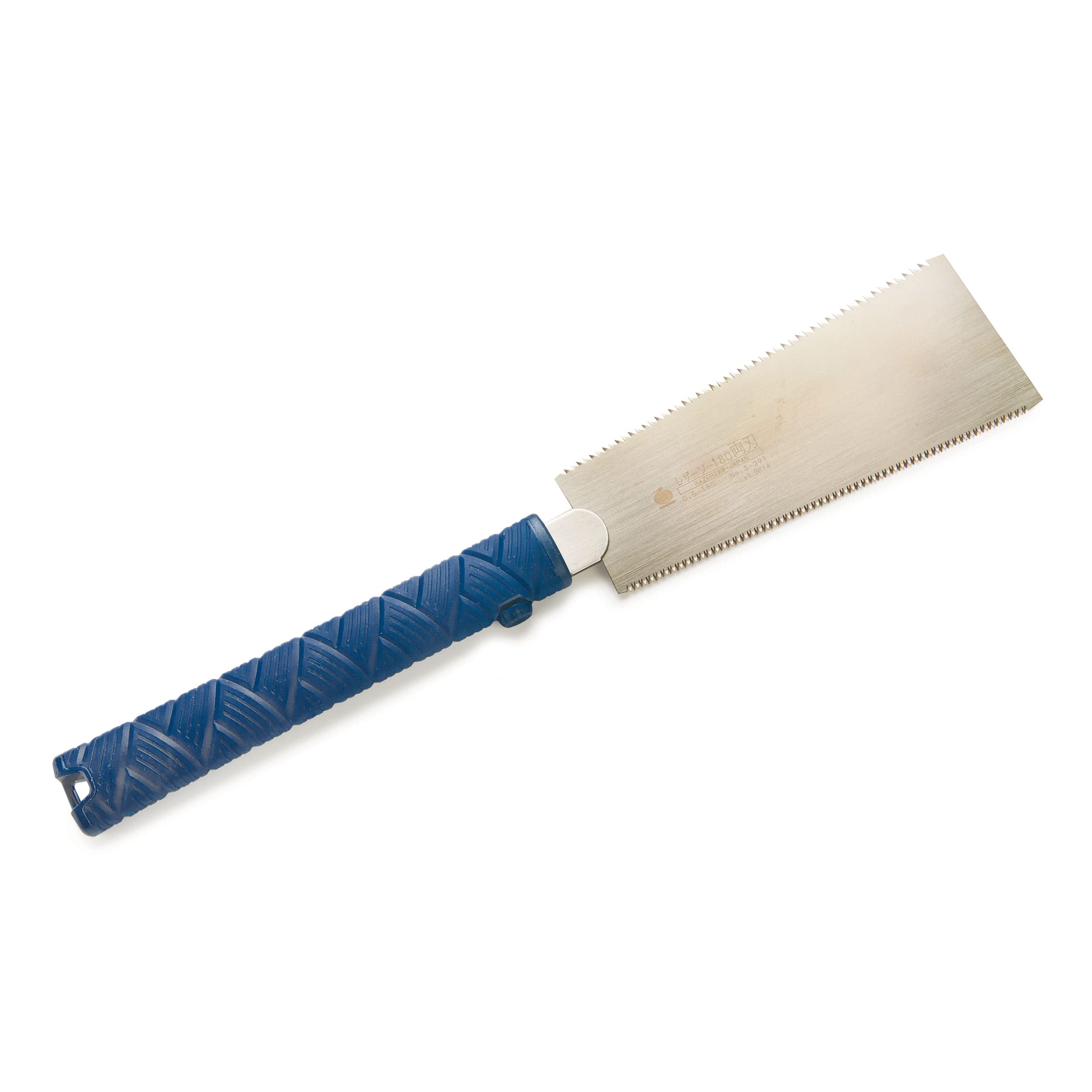 Razorsaw Gyokucho 770-3600 Ryoba Saw with Blade, close-up on grip and fine kerf