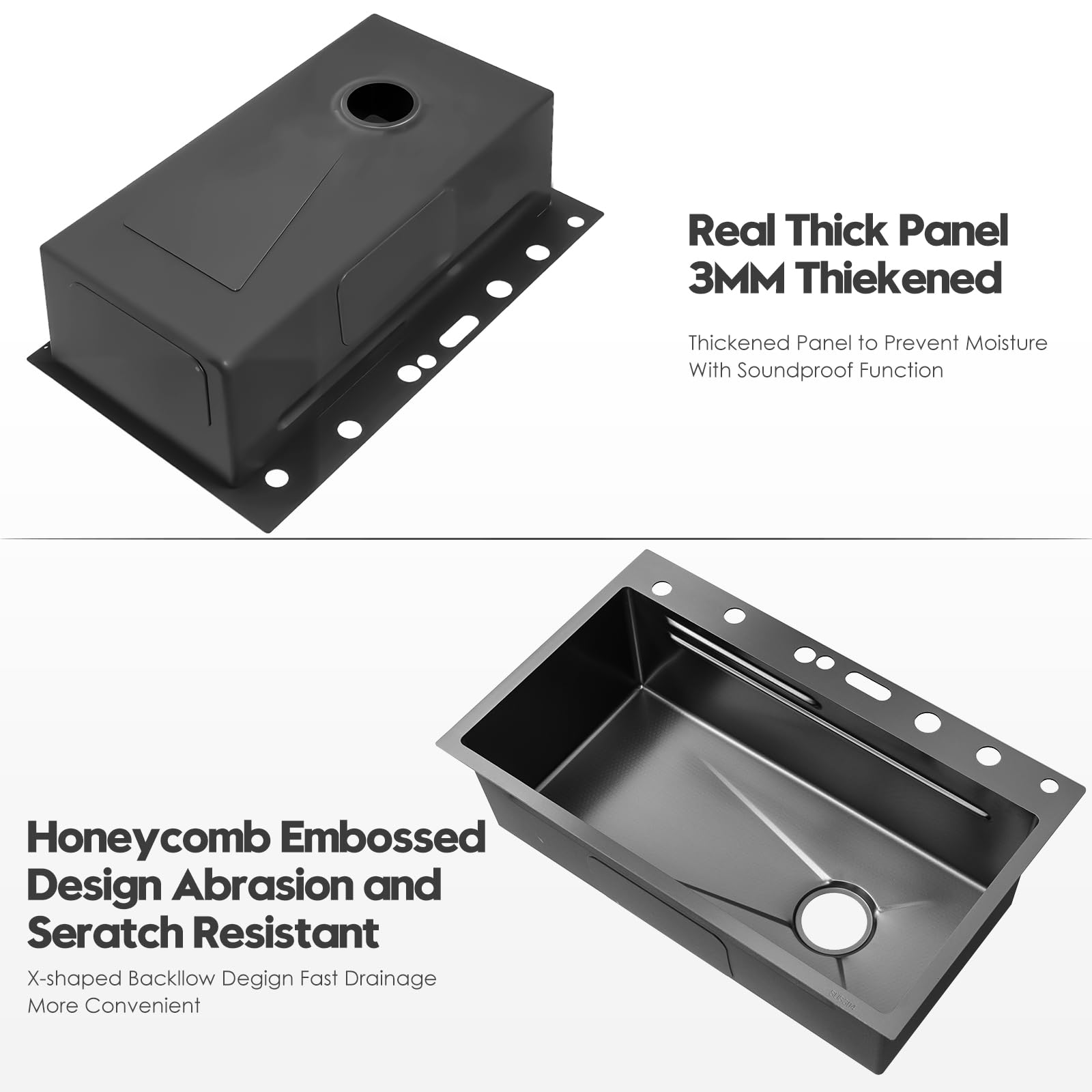 RCRLRE stainless steel sink delivers durable corrosion resistance and a mirror-like finish
