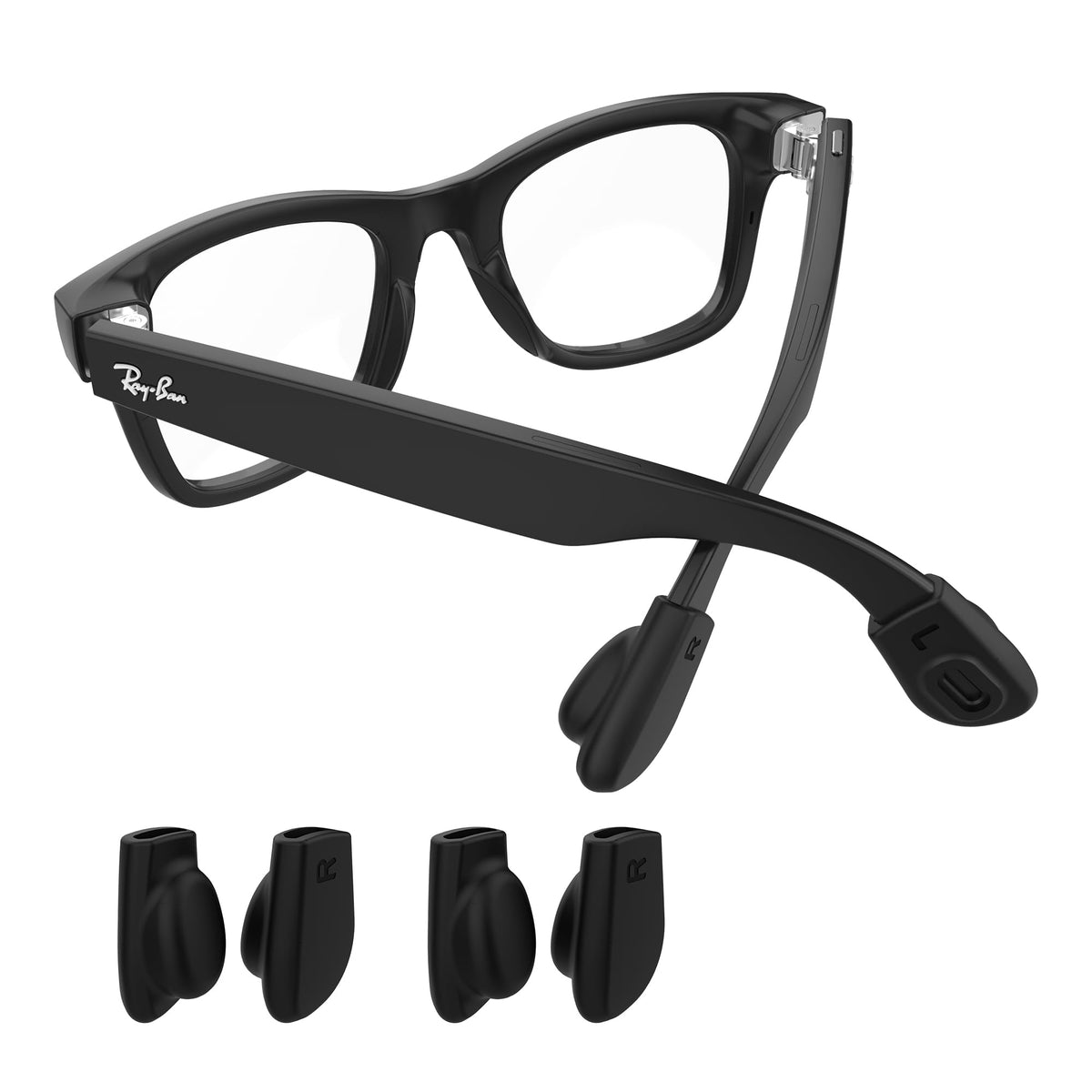 RCstyle HiBloks ear grip side view on Ray-Ban Meta Gen 2 glasses for stability