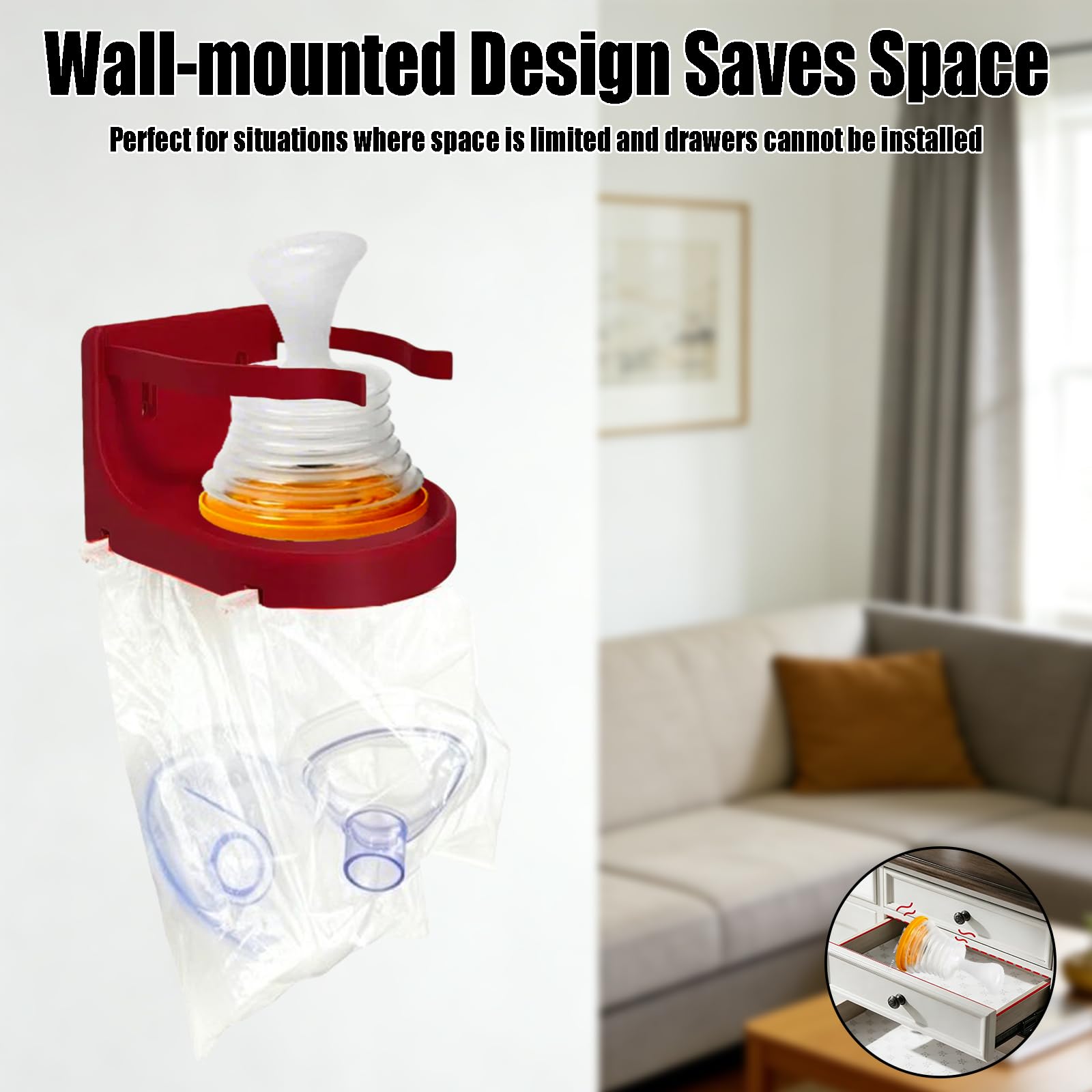 RDGXAED LifeVac wall mount installation options: wall anchors or tape.