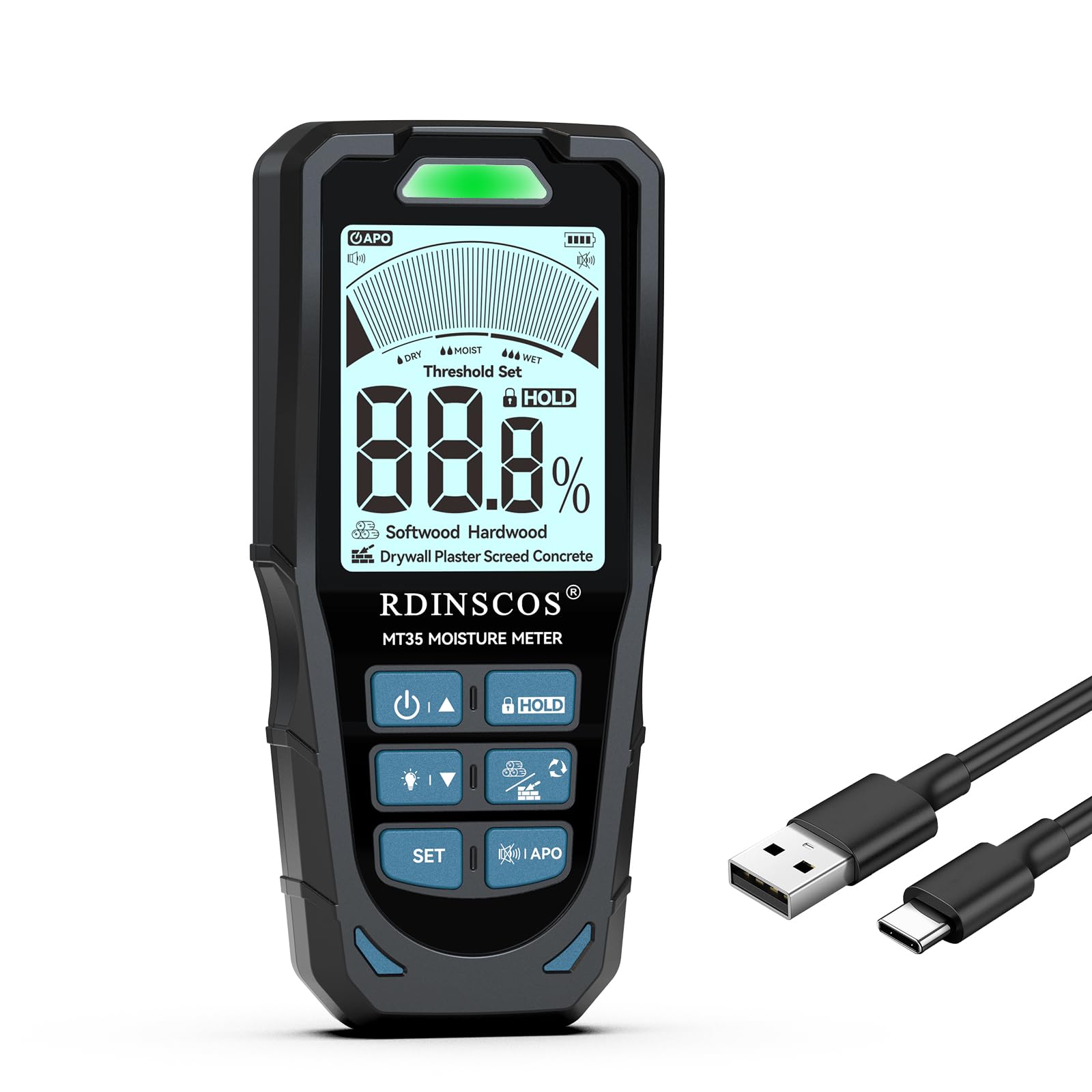 RDINSCOS pinless moisture meter wall scan detects hidden moisture behind walls