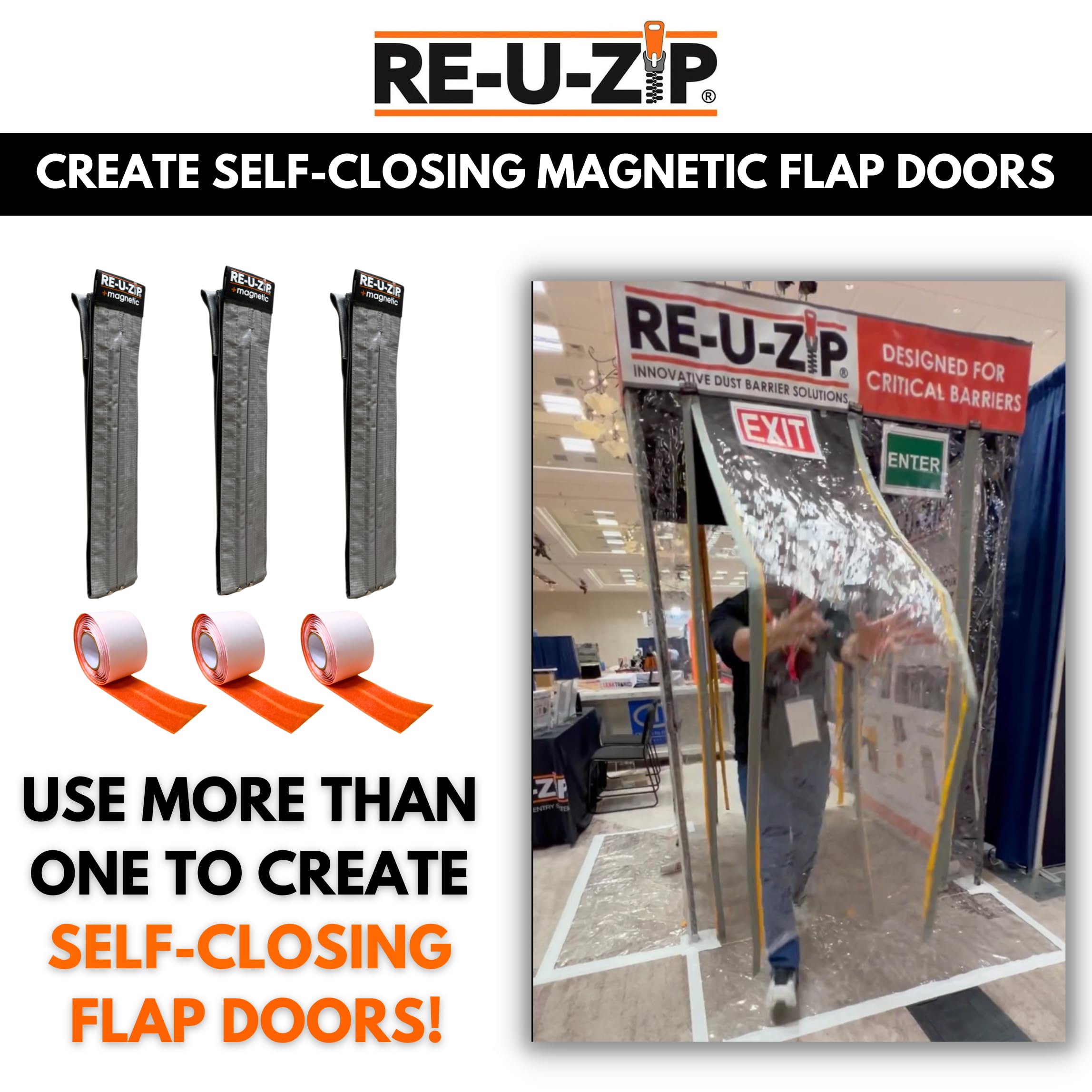 RE-U-ZIP hands-free barrier on plastic sheeting supports easy access