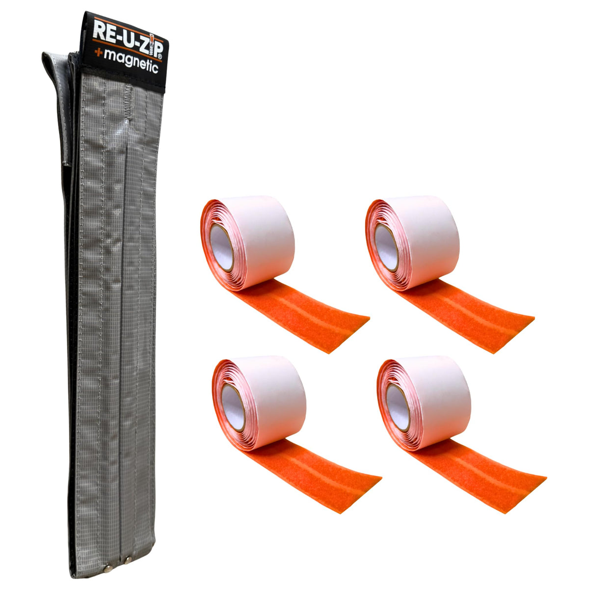 RE-U-ZIP self-closing magnetic entry strip starter kit enables hands-free barrier management